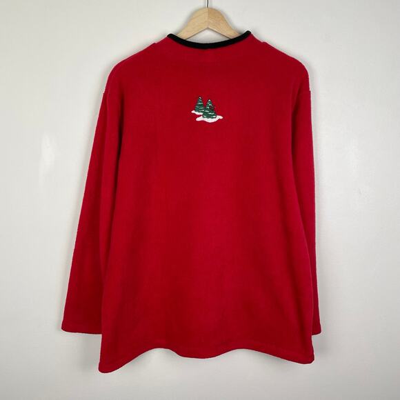 Vintage C&B Sport Fleece Winter Cabin Sweatshirt Christmas Sweater Red Mockneck - Picture 11 of 11